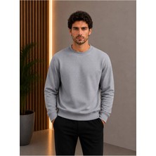 Loader Gri Renk Basic Bisiklet Yaka Relaxed Regular Erkek Sweatshirt