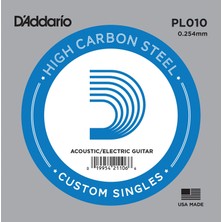 Daddario PL010 Elektro ve Akustik Tek Tel, E-(Mi), High Carbon St