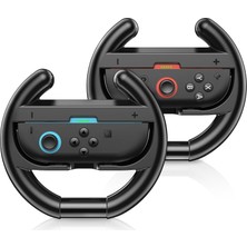 Switch Steering Wheels For Nintendo Switch 2 Joycon Controllers, Switch 2 Racing Wheels For Mario Kart World/ 8 Deluxe, Switch Driving Wheel Grip For Joy-Con 2 Controller Accessories-Black (2 Pack)