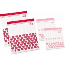 Ikea Istad 2.5l ve 1.2l Orta Boy Çift Mühürlü Dondurucu Gıda Torbaları, Kırmızı/pembe Baskı, 1qt ve 3qt, 805.256.74 - 100 Torbalık Set