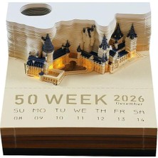 3D Not Defteri, 2024 Masa Takvimi, Not Defteri, Yaratıcı Masa Takvimi, Kendin Yap Notlar, Not Defteri, 3D Not Defteri, Kağıt Heykel, Hediye, 3D Sanat Takvimi (Led'li)