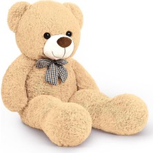 Papyonlu Sevimli Peluş Şaşkın Ayı 80 cm - Sevgiliye Özel Hediye (Boz)