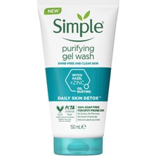 Simple Daily Skin Detox Arındırıcı Yüz Temizleme Jeli Temiz ve Parlamayan Bir Cilt Için, 150 ml