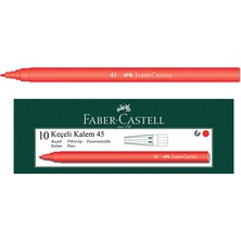Faber-Castell Iğne Uçlu Keçeli Kalem Seti, 10’lu, Kırmızı Renk, Havalandırmalı Kapak, Kağıt ve Karton Yüzeyler Için Uygun