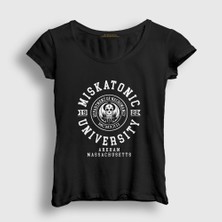 Presmono Kadın Siyah Miskatonic University Hp Lovecraft T-Shirt