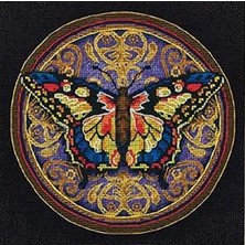 Dimensions Gold Collection Süslü Kelebek Gelişmiş Sayılmış Kanaviçe Kiti, 15,24 cm x 15,24 Cm, Kodlu Iplik Sıralayıcı, 18 Adet