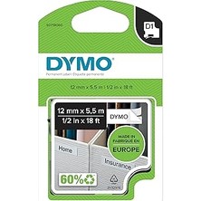Dymo S0718060, Yüksek Performans Kalıcı Polyester (12 mm x 5,5 Mt), Siyah/beyaz (16959)