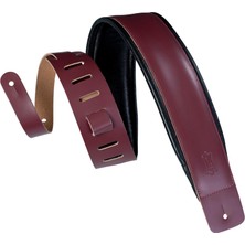 Levy's Leathers Köpük Dolgulu ve Giysi Deri Destekli 7,62 cm Deri Gitar Kayışı; Bordo (DM1PD-BRG)