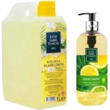 Eyüp Sabri Tuncer Klasik Limon Kolonyası Yedek Şişe 1 Litre ve Çeşme Limonu Sıvı Sabun 500 ml