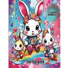 Independently Published Flower Bunnies: Flower Bunnies Large Blank Sketchbook For Girls, 110 Pages, 8.5" x 11", For Drawing, Sketching & Crayon Coloring (Kids Drawing Books),bunny Sketch Book, Doodle.