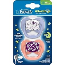 Dr. Brown's Advantage Yalancı Emzik Gece Parlayan Mercan Okyanus,- 1. Evre, Pembe, 2'li