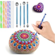 Mandalart Fabric Dot Kalemleri, Dot Çubukları 12 Parça, Büyükten Küçüğe Tüm Boyutlar
