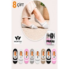 Worthy Socks 8'li Kadın Desenli Pamuklu Görünmez Spor Ayakkabı Çorabı