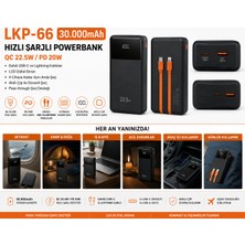 HiboTekno Lkp-66 30.000 Mah Powerbank 22.5W Qc 20W Pd Hızlı Şarj LCD Ekran Dahili Usb-C Lightning 4 Cihaz Şarj