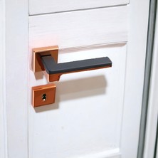BADEM10 Funda Lüx Rose Mat Siyah Oda Kapı Kolu Rozetli Sürgülü Çelik Kapı Sağa Sola Uygun Kapı Kolları Kulpu