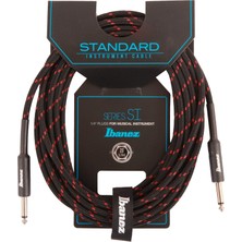 Ibanez SI20-BW 20 Ft 2 Straight Plugs Standart Dokuma Enstrüman Kablosu - Siyah/şarap Kırmızısı