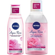 Nıvea Aqua Rose Gül Suyu Içeren Çift Fazlı Micellar Makyaj Temizleme Suyu 400ML ve Nemlendirici Tonik 200ML, Cilt Bakım, Yüz Temizleme