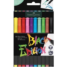 Faber-Castell Black Edition Keçeli Kalem Fırça Uç 10’lu, Parlak Renkler, Yazım ve Boyama Için Uygun, Yumuşak ve Esnek Uç
