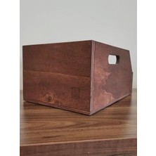 Organizer Ahşap Sandık Kutu 7" (7 Inç) Plak Için Uygun Boyut (Kestane Rengi)