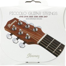 Ibanez 6 Telli Piccolo Ekstra Hafif Tel Seti (650 mm Uzunluk, Ewp) Için - .010/.014/.023/.030/.039/.047 Kaplamalı 80/20 (IPCS6C)