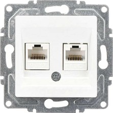 Eqona Radius Neoline Ikili Data Prizi (2 x RJ45 Cat6), Beyaz (Mekanizma + Tuşkapak)