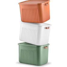Uravas Store Deconox 1 Adet 20 Lt Dev Boy Çok Amaçlı Kapaklı Kutu - Deri Kulp Detaylı Dolap Içi Düzenleyici Organizer (40X30X25 Cm) (Yeşil)