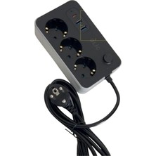 3xac Soket + 2xusb-A + 1xusb-C Çoklu Priz | 2500W Güç, 10A Akım | Smart Şarj Teknolojisi, Termal Akım Koruması, 2m Kablo | Ev, Ofis, Tv Ünitesi, Bilgisayar Için Ideal