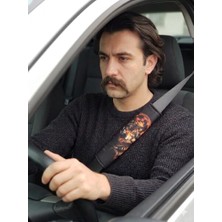 Dijital Baskılı Emniyet Kemeri Pedi, Kurt Tasarımlı, 26 Cm, Yumuşak Süngerli Kumaş, Universal, 2 Adet