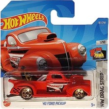 - ´40 Ford Pickup - Hw Drag Strip 1/10 - HCX61 - Short Card - Edelbrock - Kırmızı - Mattel 2022