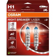 Osram Ampul H1 Nl 55W 12V P14.5S5X2BOXTRQR2B Night Breaker Laser - Osr 64150NL-2HB