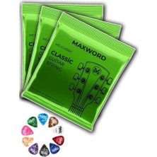 Maxword Gt-Classic-3x Kaliteli Klasik Gitar Teli 3 Takım Set (10 Pena Hediye)