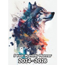 Watercolor Wolf 5 Year Monthly Planner 2024-2028: Large 60 Month Calendar | Gift For People Who Love Forest Animals, Wildlife Animal Lovers | For Back ... Work | 8.5 x 11 Inches | 121 Pages | V1