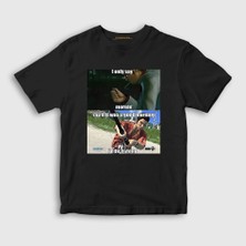 Presmono Unisex Çocuk Siyah Good Morning Yakuza Meme T-Shirt