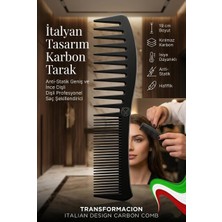 Transformacion Italyan Tasarım Karbon Tarak | Anti-Statik Geniş ve Ince Dişli Profesyonel Saç Şekillendirici 721396