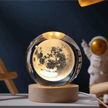 Moontime Alaçatı Ahşap Altlıklı Dolunay Cam Küre