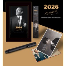 2026 Istikbal Atatürk Ajandası Ayraç Kartpostal Kalem - Siyah