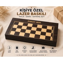 C&On Design Kişiye Özel Lazer Baskılı 3’ü 1 Arada Tavla Dama Satranç Seti – Ahşap Oyun Seti, Özel Hediye