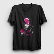 Presmono Unisex Siyah Sigmund Freud Filozof Felsefe Pink Freud T-Shirt