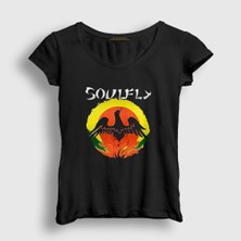 Presmono Kadın Siyah Primitive Metal Soulfly T-Shirt