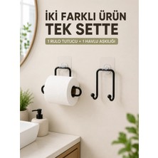 sbodurhome  Pratik Yapışkanlı Rulo Kağıtlık ve Havlu Bez Askılığı 2 Parça Düzenleyici Set