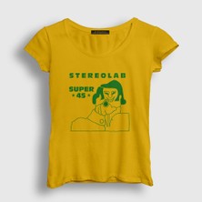 Presmono Kadın Sarı Super 45 Stereolab T-Shirt
