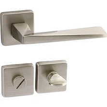 BADEM10 Vista Saten Wc Banyo Uyumlu Kapı Kolu Kare Rozetli Kapı Kulpu Sağa Sola Uygun Kapı Kolları