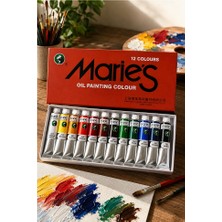 ArtMaster Yağlı Boya 12 Renk 12 ml 1 Paket Maries Yağlı Boya Seti 12 Li Ahşap Tuval Taş Ağaç Boyamalar Için Ideal Boyama Seti