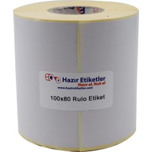 Kuşe Etiket 100MM x 80MM Ruloda 500 Adet 40MM Kuka Çapında Baskısız Barkod Yazıcı Etiketi