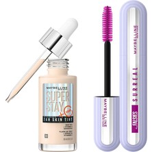 Uravas Store Maybelline New York Falsies Surreal Maskara & Super Stay Skin Tint Fondöten - 03 Makyaj Seti