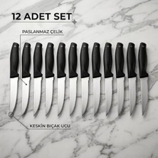 Paslanmaz Çelik Meyve Bıçağı Seti, Siyah Saplı, 12 Parça