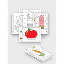 Postermanya (PSTER21297) Yiyecekler Kodlamalı Boyama Aktivite Kağıdı Seti - Çocuklar Için Sayılarla Boyama Kitabı (50X)