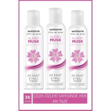 Watsons Classy Musk 24 Saat Etkili Pudrasız Deodorant Sprey 150 ml X3 Adet