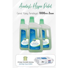 Turmepa Genel Yüzey Temizleyici 1000 ml x 3 Adet ve Çamaşır Sulu Yüzey Temizlik 100' Lü