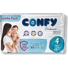 Confy Premium Maxi Bebek Bezi 4 Numara | 7-14 kg | 48 Adet | Ekonomik Paket